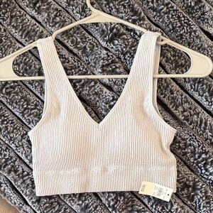 Women's Ribbed V-Neck bralette - light grey